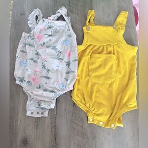 Yellow and Floral Baby Rompers 12-18m bundle